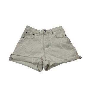 Abercrombie & Fitch Womens 25 The Dad Short High Rise Button Fly Summer Cream